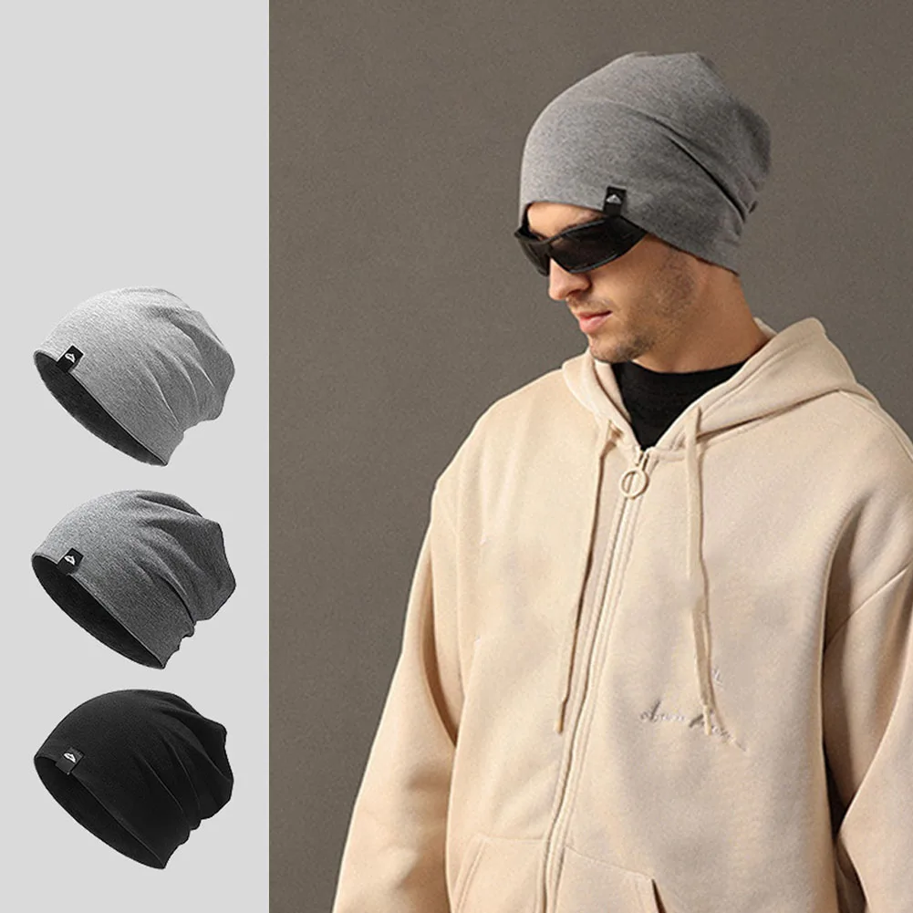 

Grey/Black Cotton-Polyester Hat Flatlock Seams No-Fade Material Casual Stacking Warm Hats Unisex Design Winter Cycling