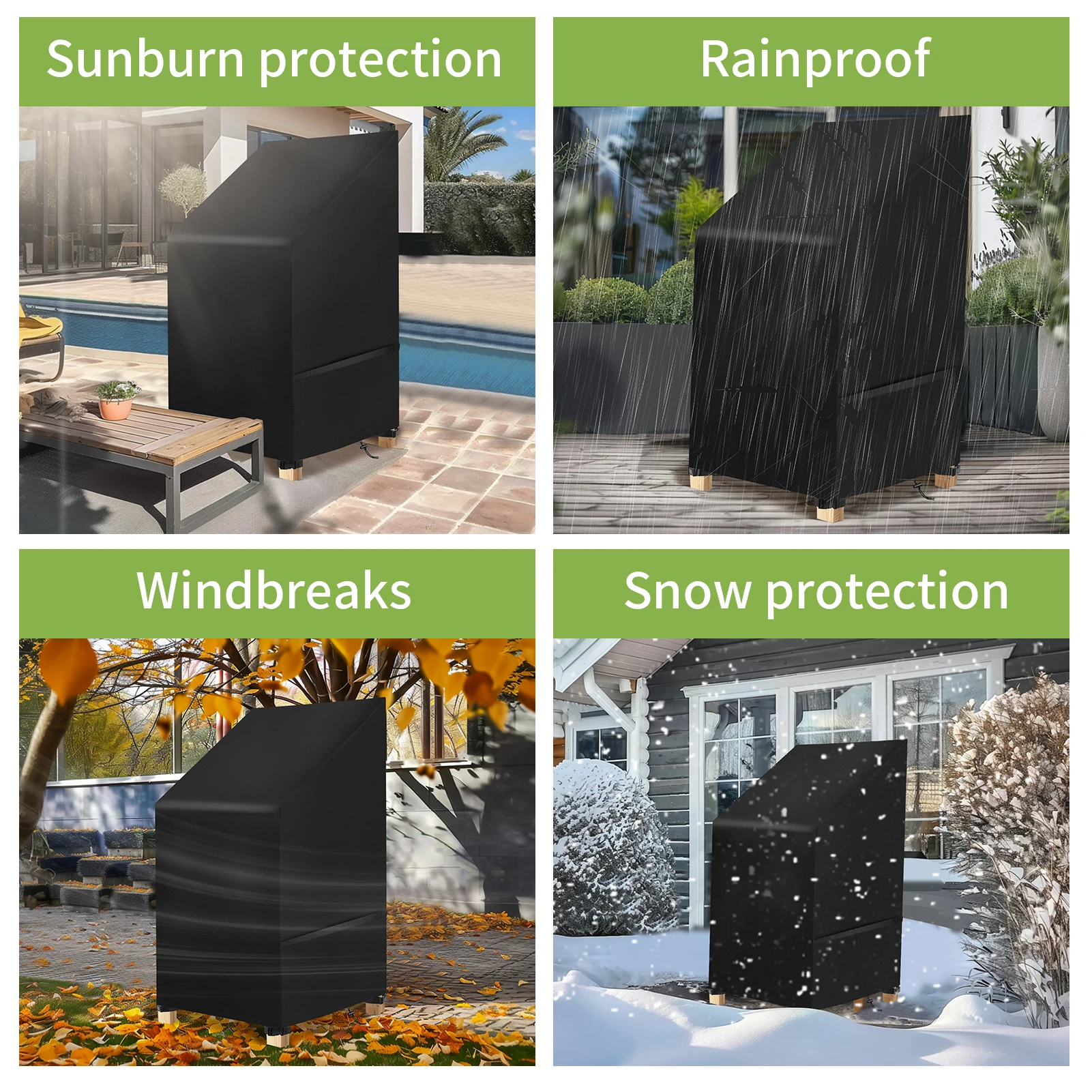 Waterproof Outdoor Chair Cover - Durable 210D Oxford Fabric, Weather-Resistant and Anti-UV Protection for Garden Furniture