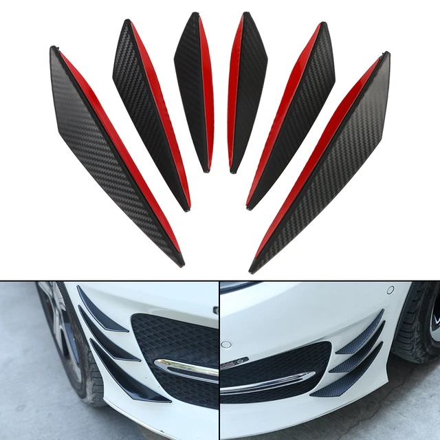 6pcs Universal Carbon Fiber Look Car Front Bumper Fins Spoiler Wing Lip  Splitter