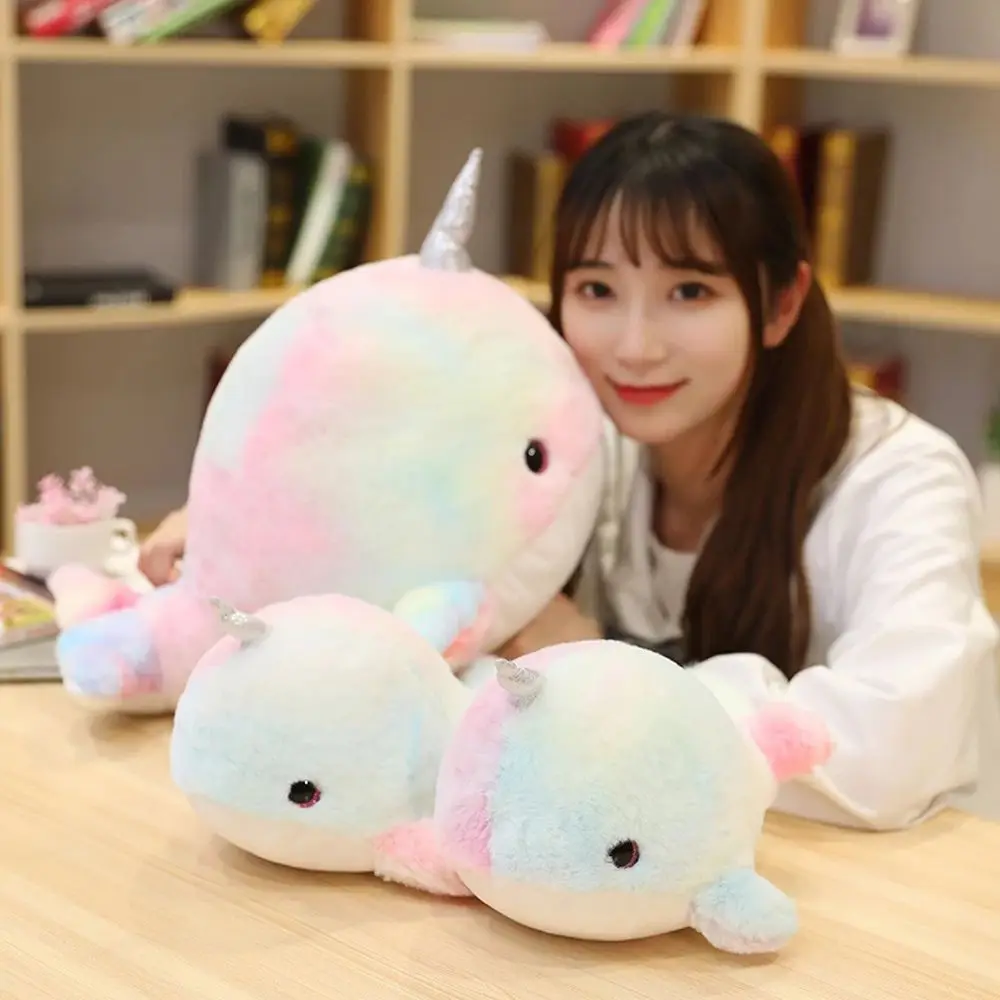

Soft Toy Cartoon Accompany Toy Animal Dolls Room Decor Colorful Narwhal Plush Toy Stuffed Toy Whale Fish Doll Stuffed Animals