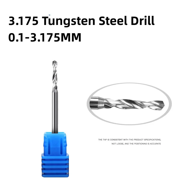 2pcs Alloy large handle 3.175 handle Tungsten steel Bit PCB Drilling pin 1/8 shank drilling bit 0.1-3.175mm