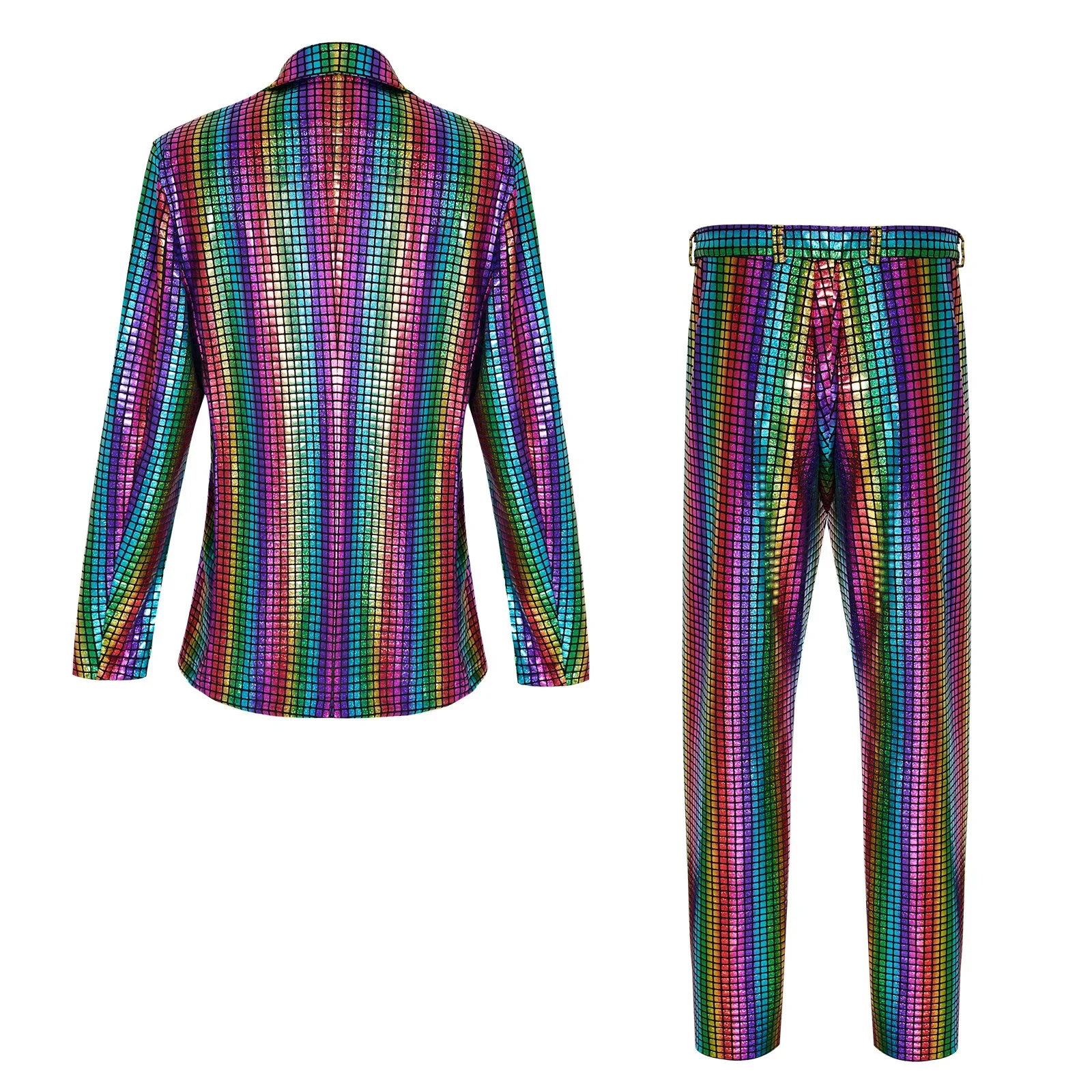 Men's Sequin Gold Stamping Business Casual Two-piece Performance Set Blazer Trousers