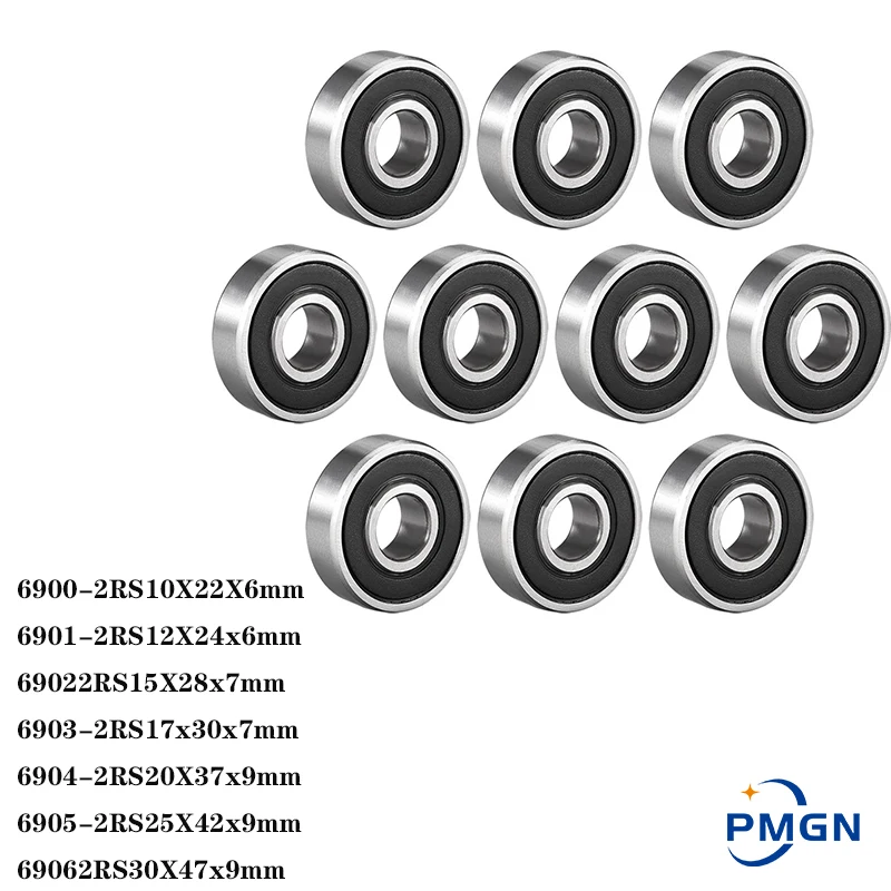 10pcs Bearing 6900 6901 6902 6903 6904 6905 6906 2RS RS Deep Groove Ball Bearing Double Seal Thin Section 6905 2rs Ball Bearings