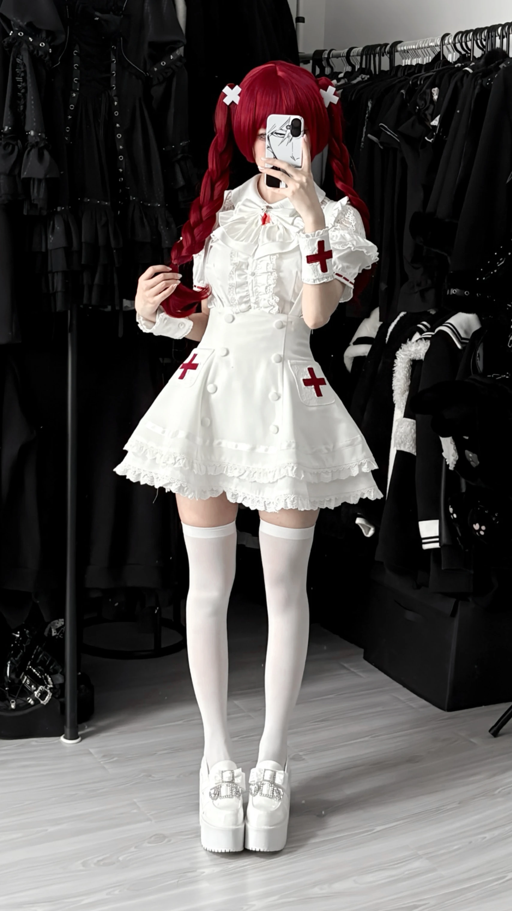 Women's White Gothic Lolita Two-Piece Set