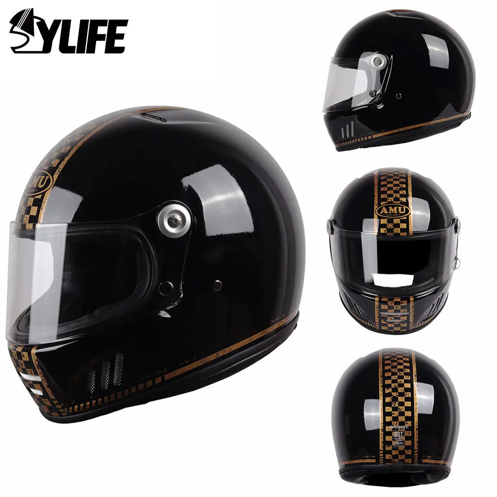 

Fiber Glass Helmet Motorcycle DOT Certification Moto Helmet Breathable Full Face Helmet Casco Moto Vintage Capacete De Moto