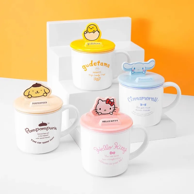 

MINISO Sanrio персонажи керамическая кружка с крышкой Kawaii Hello Kitty Cinnamoroll pompurin Милая офисная кружка для воды подарок для девушки