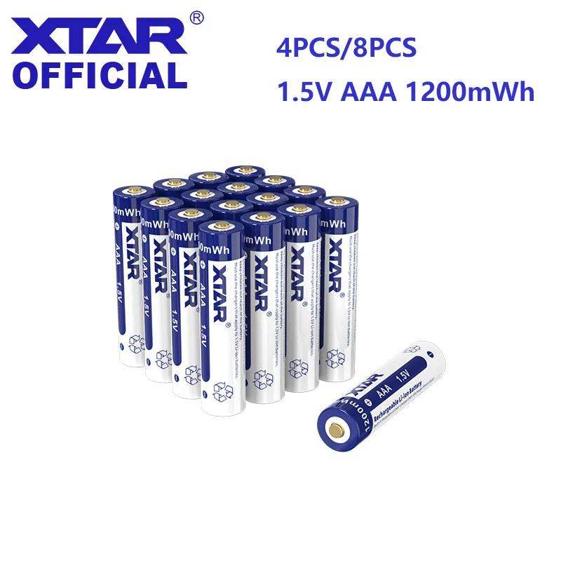 

XTAR 1.5V AAA Battery 1200 mWh Rechargeable Li-ion Battery Max Discharge Current 1.5A Button Top Battery For Kids Toys