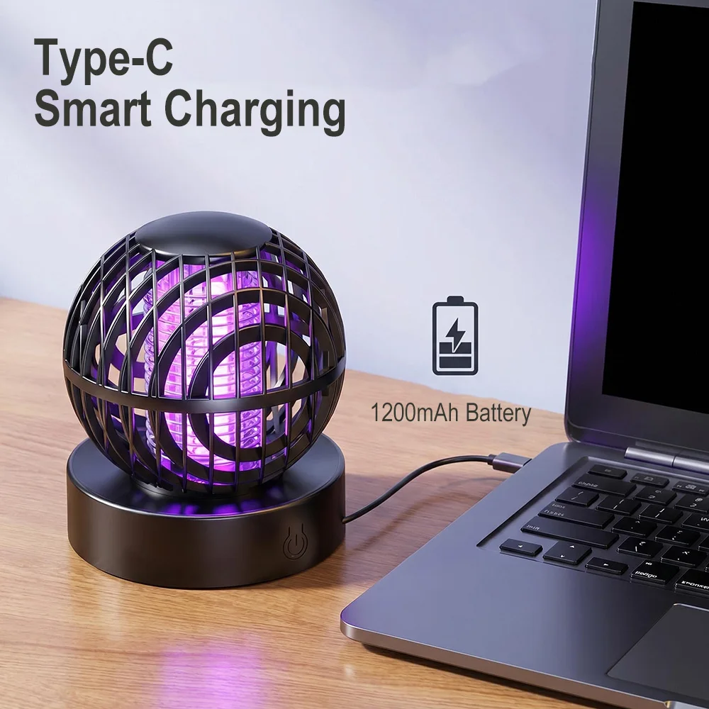 2 in 1 전기 모기 살충 램프 395nm UV 라이트 휴대용 USB 충전식 야간 조명 전기 충격 모기 살충 램프