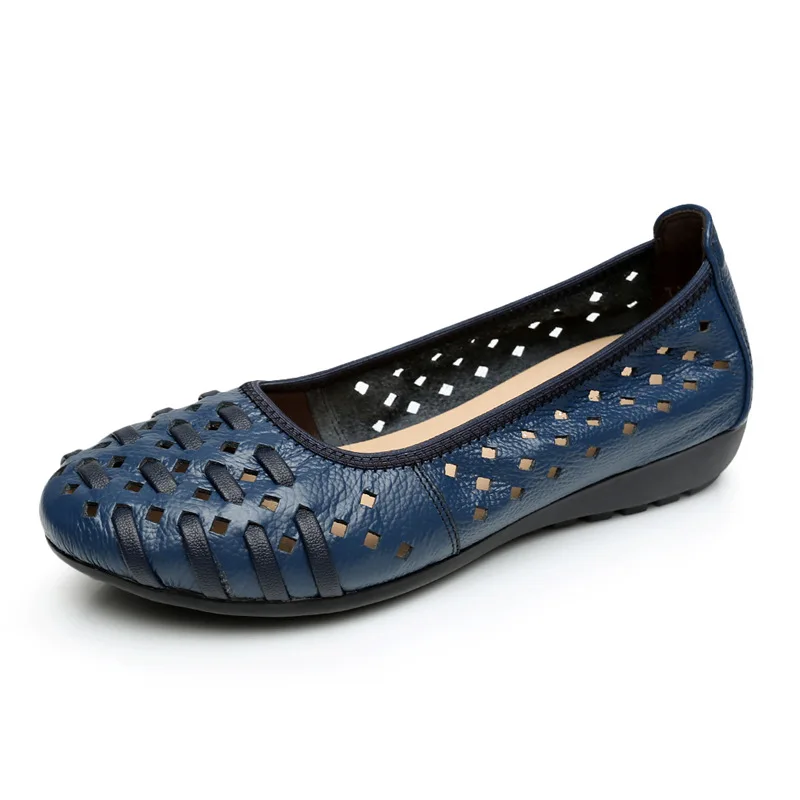 Women Sandals Women Wedges Heels Shoes Summer Woman Genuine Leather Fashion Sandals Women's Causal Soft Comfortable Slip On Wedges Mother Shoes 35-43