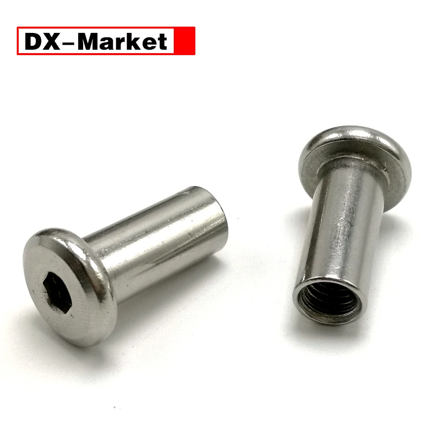Encanta Porcas do Soquete mm 60 60 mm Extremidade Fêmea do Parafuso da Mobília de Aço Inoxidável de 304 Porca de Rebite da Cabeça Lisa de m3 Mm10 B020 m6