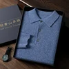 MVLYFLRT 100% Pure Cashmere Men's POLO Collar Sweater Honeycomb Knit Pullover 2023 Autumn and Winter Casual Men's Shirt Jacket 4