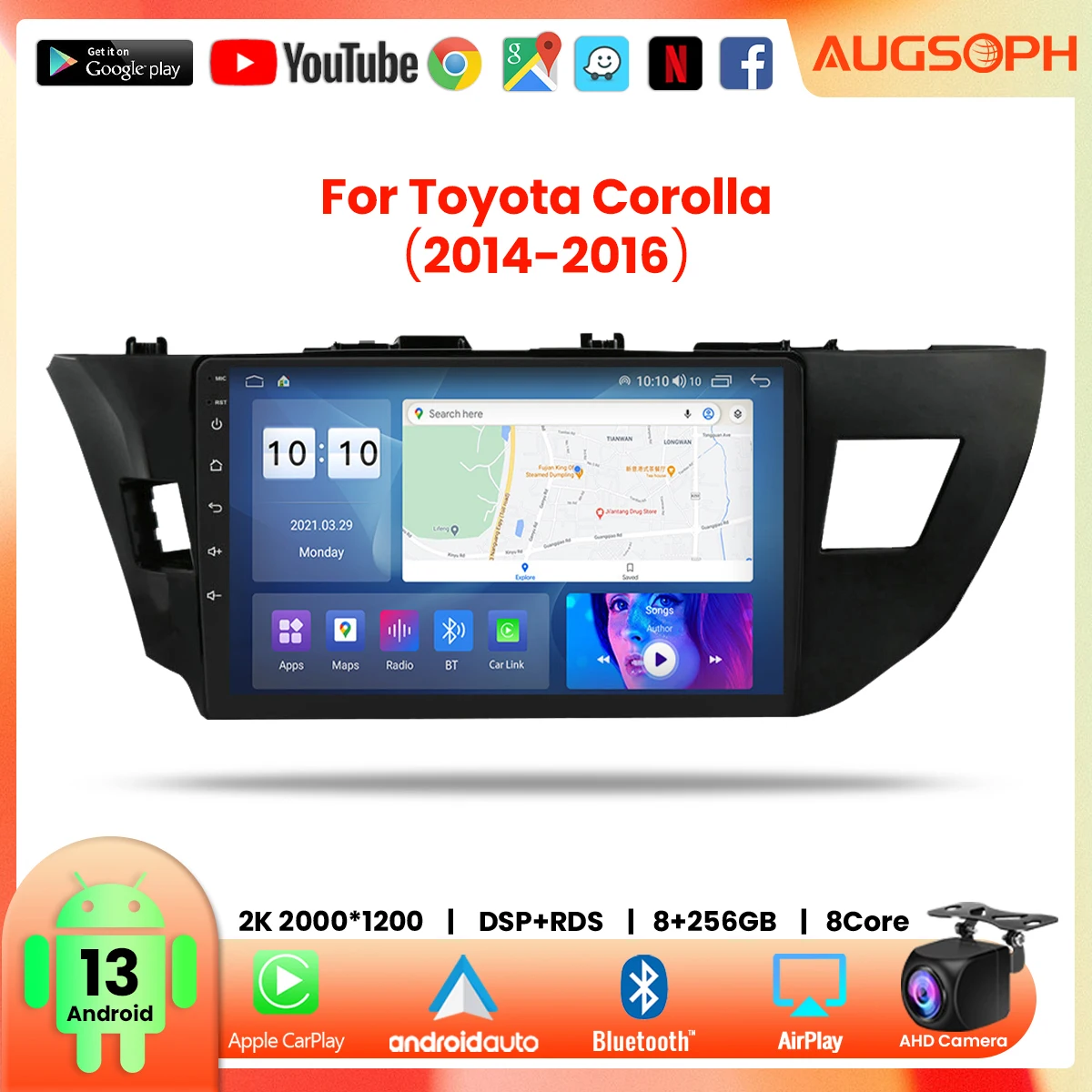 

Android 13 Car Radio For Toyota Corolla 2014-2016, 2K Multimedia Player With 4G Car Carplay & 2Din GPS Navigation.