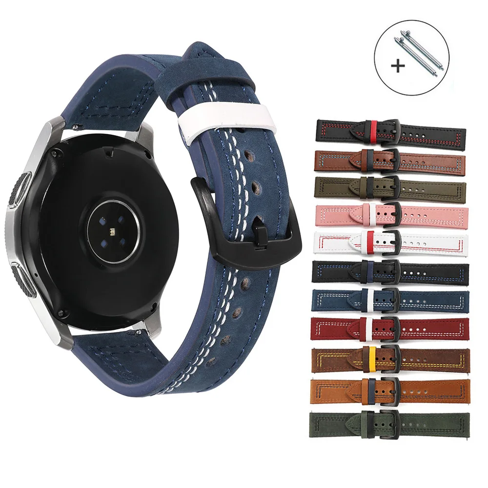 

20mm 22mm Retro Genuine Leather Watch Band Strap Cowhide Wristwatch Bracelet for Samsung Galaxy Watch 4/5/5Pro 44mm/40mm/Active