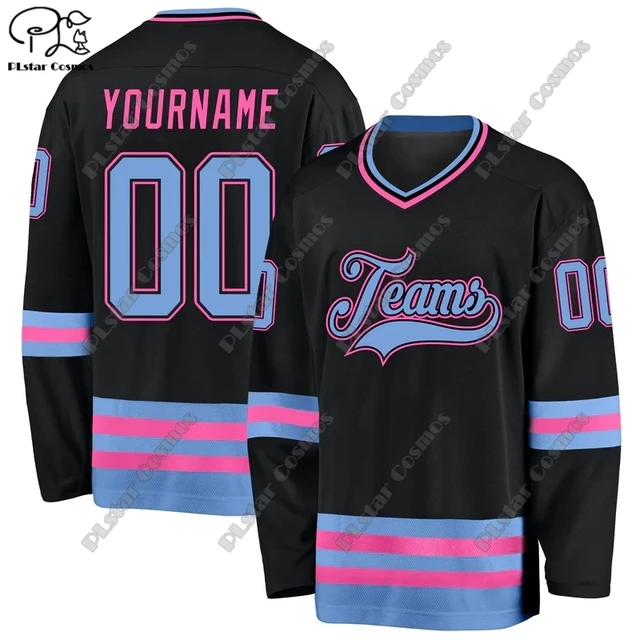 New Fashion Hockey Jersey Custom Black V Neck Long Sleeve 3D Printing  Colorful Fonts Casual Sweatshirt Team Gift 2