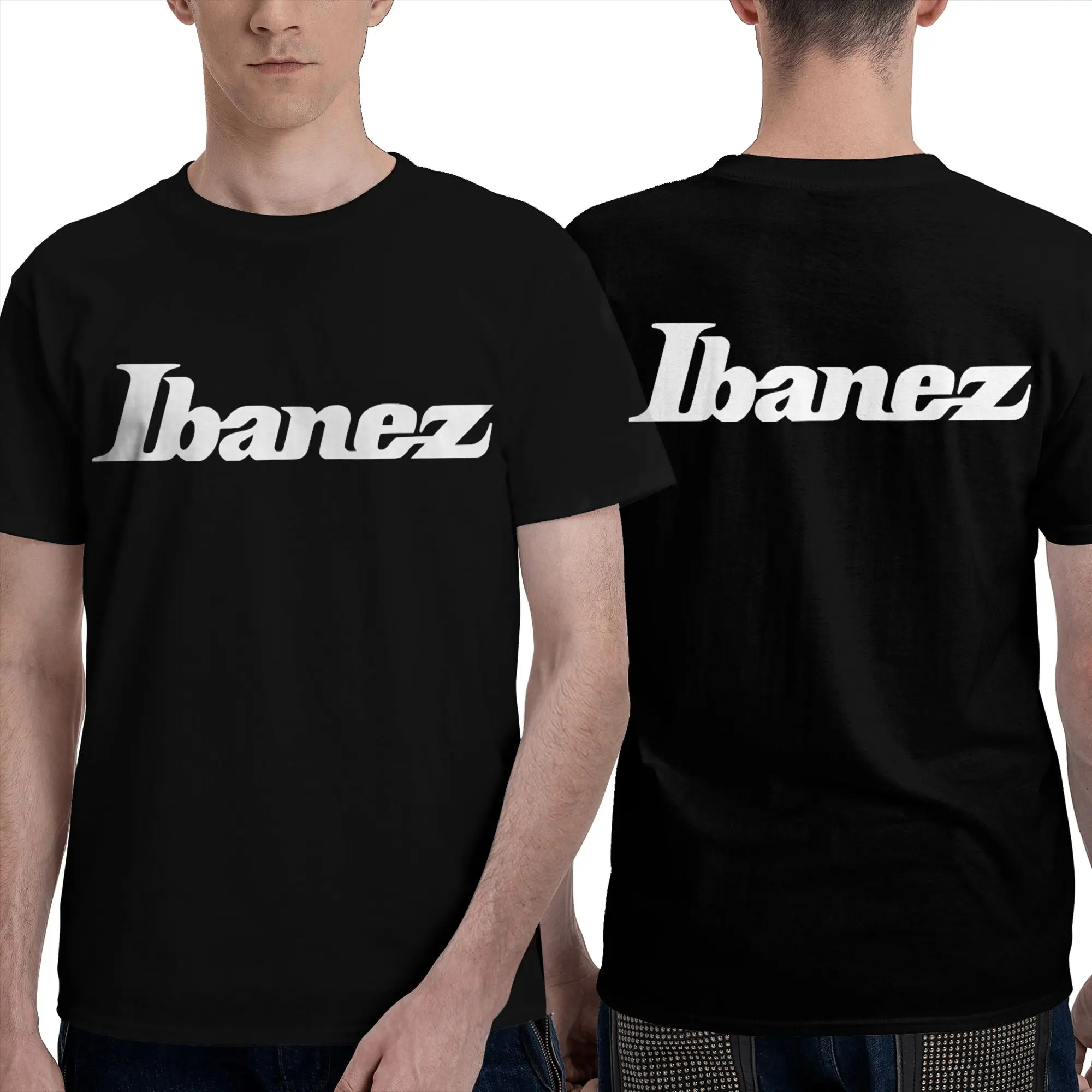 Ibanez Guitars Herren-T-Shirt, doppelseitig, Übergrößen-T-Shirts, Herren-T-Shirts mit O-Ausschnitt, Baumwolle, kurz, Sommer, für Herren