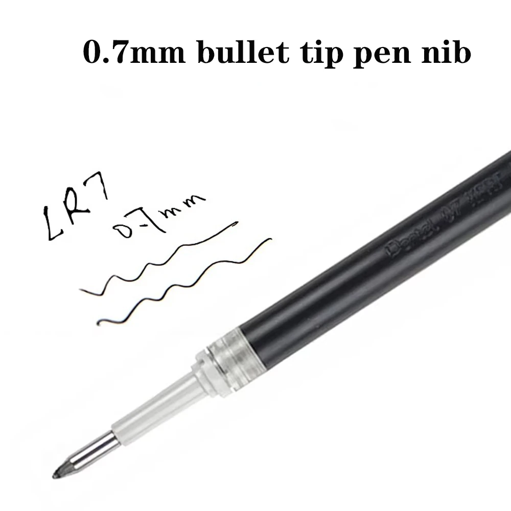 일본 펜텔 LR7 젤 펜 리필 0.7mm 블랙 시그니처 펜 빠른 건조 불릿 팁 쓰기 부드러운 펜 코어 문구 용품