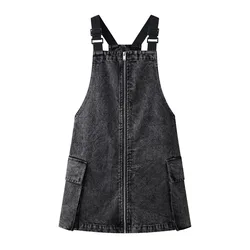 2024 Denim Collection Adjustable Strap 100% Cotton Kids Family Matching Outfits - Click Switch style (Girls dress)