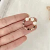 Classic Shell Heart Ring Set Rhodochrosite Natural Stone Stainless Steel Beads Rings For Women Birthday Wedding Girls Wholesale 3