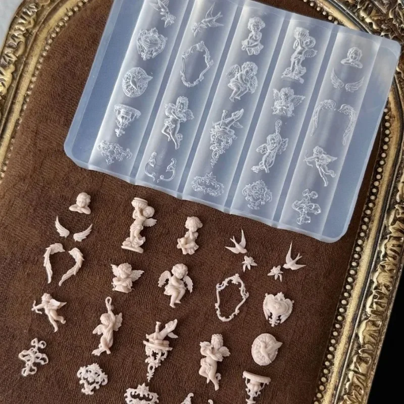3D 바로크 천사 네일 몰드 실리콘 네일 아트 참 DIY 도구 템플릿 스탬핑 플레이트 매니큐어 간편 DIY 몰드 홈 크래프트용