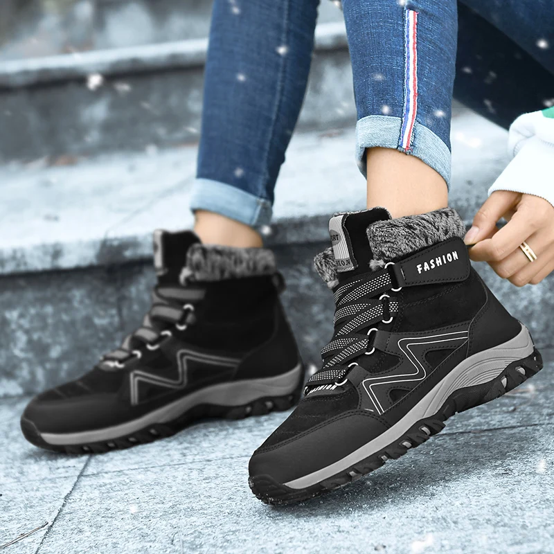 Super warm Men boots Women winter boots shoes for men waterproof snow boots woman 2023 Outdoor hiking work boots Big size 36-48