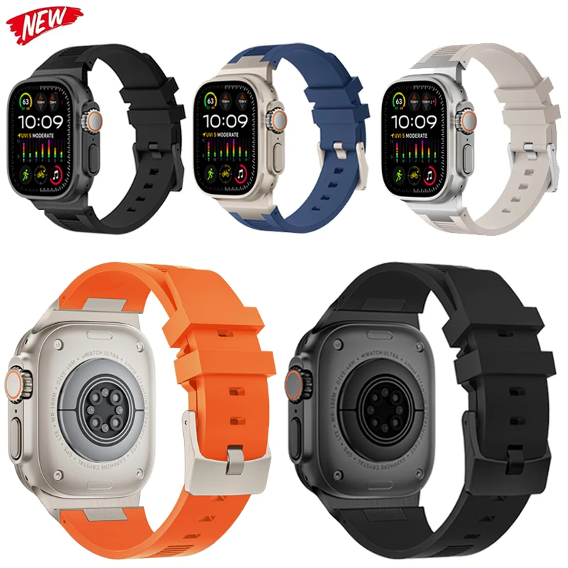 

Ремешок резиновый для Apple Watch Band 49 мм 45 мм 44 мм 42 мм, спортивный браслет для IWatch Series 9 8 7 6 5 4 Se 3 2 Correa