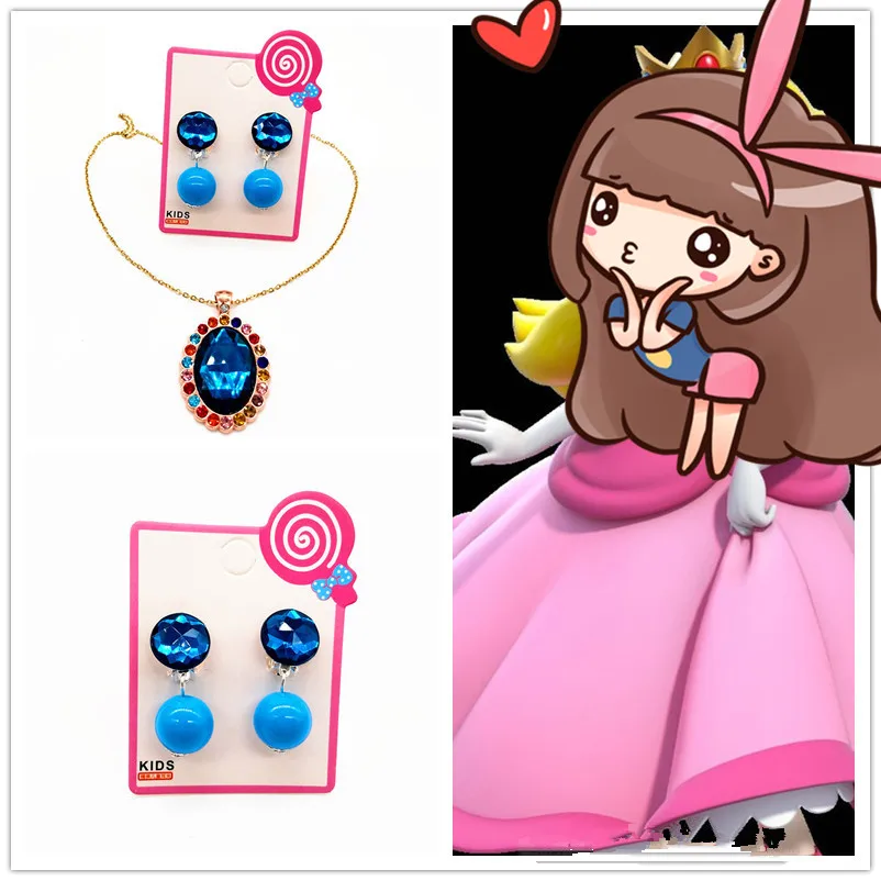 Peach Princess Accessories Crown Wand Gloves Earrings Necklace Wing Kids For Children Halloween Cosplay Costume Girls Party 3