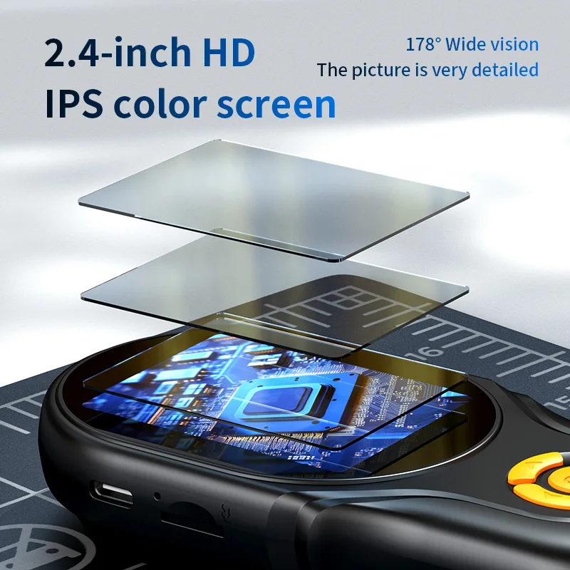 500X 휴대용 디지털 현미경 카메라 2MP HD IPS 스크린 USB Type-C 휴대용 돋보기(8개 LED 조명 포함) TF 카드 지원