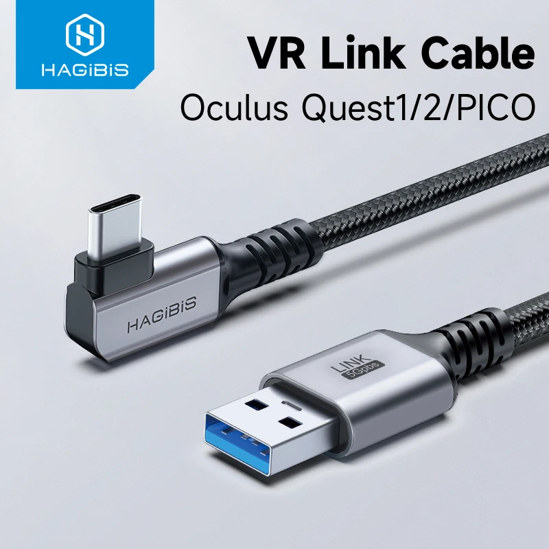 Hagibis-high Velocidade Data Transfer Charging Cord Link Cabo para Oculus Quest Quest Pico Gaming pc vr Headconjunto Acessórios