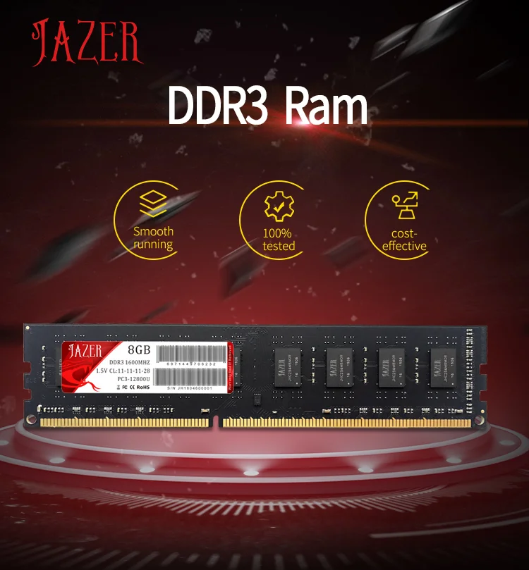Description Picture 3 of itemJAZER Memoria Rams DDR3 1600MHz New Dimm Desktop Memory Compatible AMD And Intel