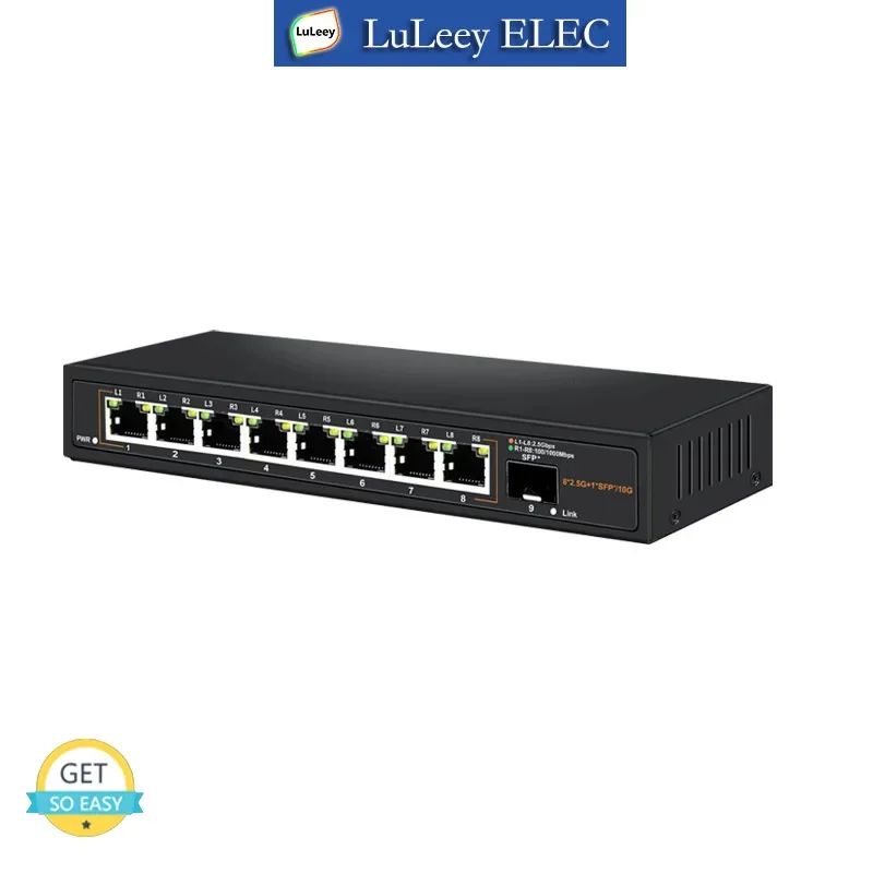 2.5G Ethernet Switch 4/8 Port 10M/100M/1000M/2.5G RJ45 10G SFP+ POE 30W Auto MDI/MDIX Plug and Play non management AC 100-240V