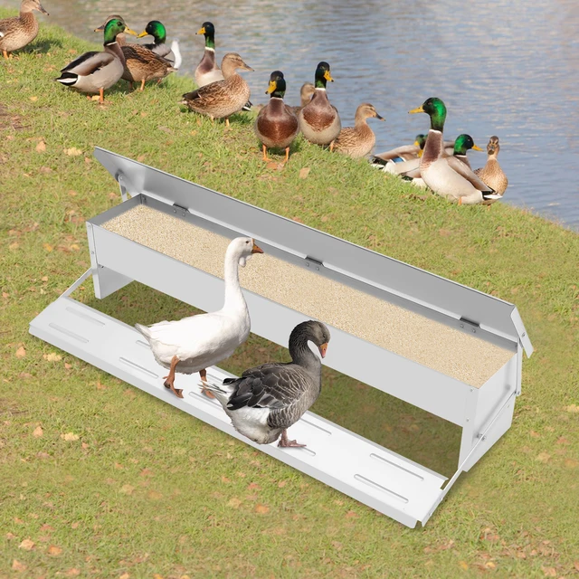 Automatic Galvanized Feeder, 22lbs Automatic Chicken Feeder w/Weatherproof Lid Large Capacity Poultry Feeders Treadle