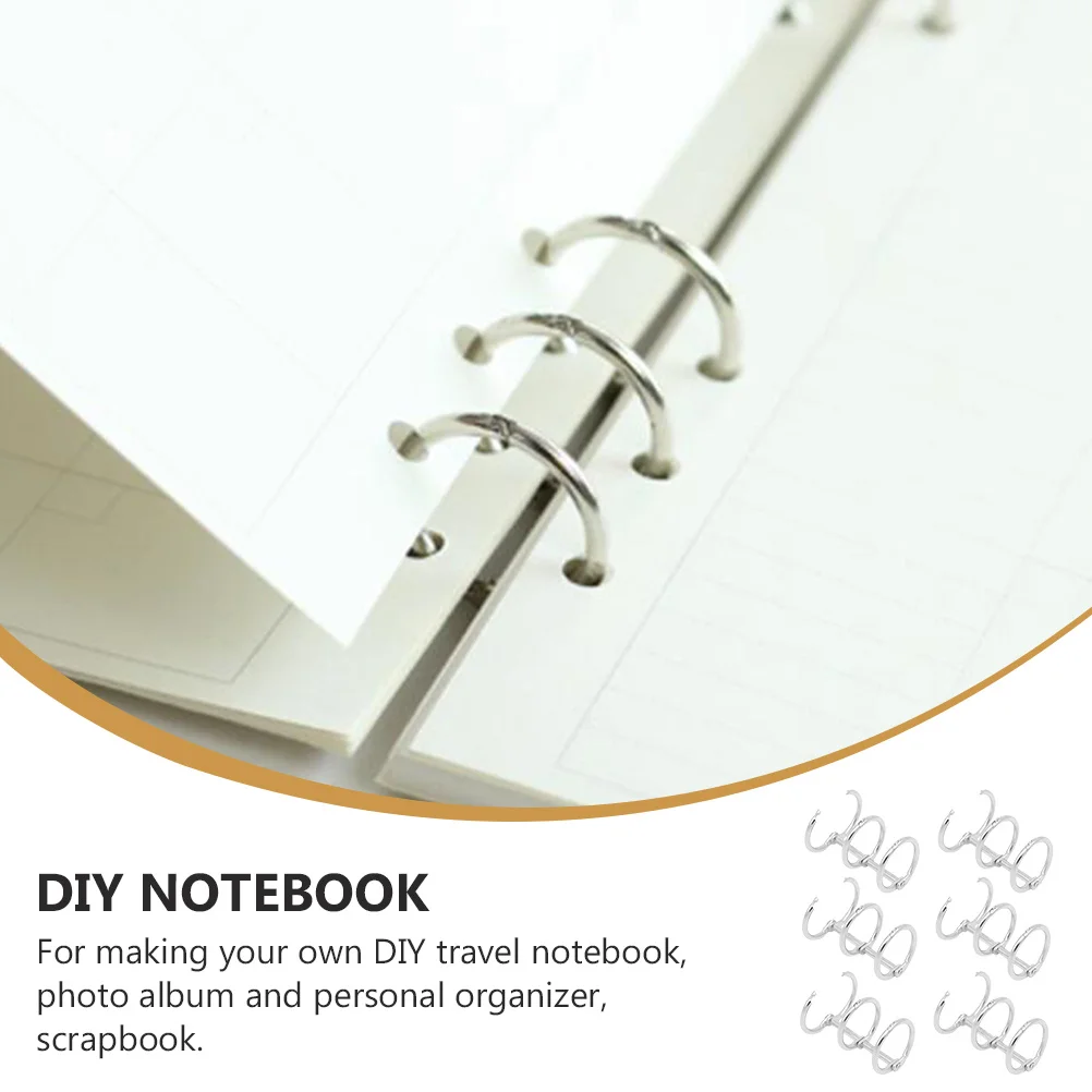 3 Ring Metal Loose Leaf Binder Rings 6Pcs