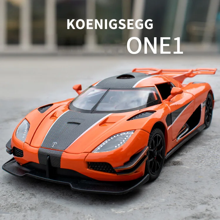 1:24 Scale Diecast Super Sport Car Koenigseggs One 1 Metal Model With Light And Sound Pull Back Vehicle Alloy Toy Collection train model piko 1 87 db fourth generation passenger car three section full train with lights super straight top electric train