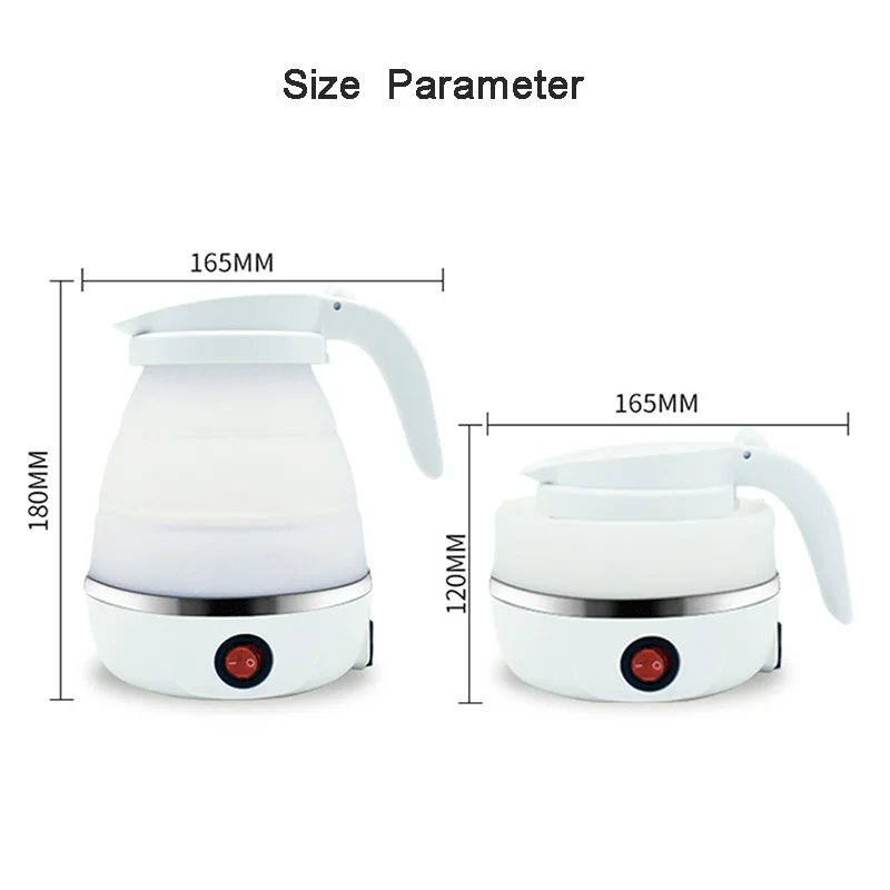 Portable Folding Electric Kettle Food Grade Silicone Single Switch Travel Boiling Water Electric Collapsible Thermos Heater 6
