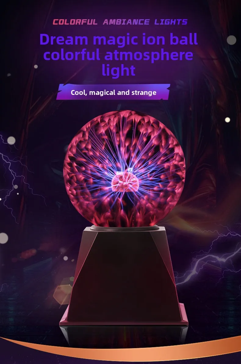 Lámpara de Bola de Plasma de Cristal Mágico, Luz Nocturna LED de 3/4/5/6/8 Pulgadas, Regalo de Cumpleaños para Niños, Re