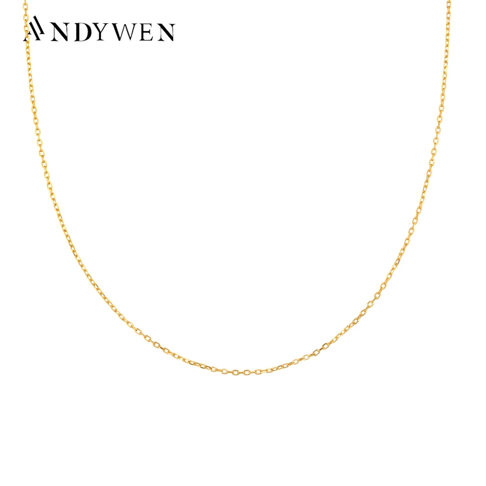 

ANDYWEN 925 Sterling Silver Gold General Chain 40+5+5cm Choker Women Luxury Jewelry Round Women Wedding Fine Jewelry Fashion