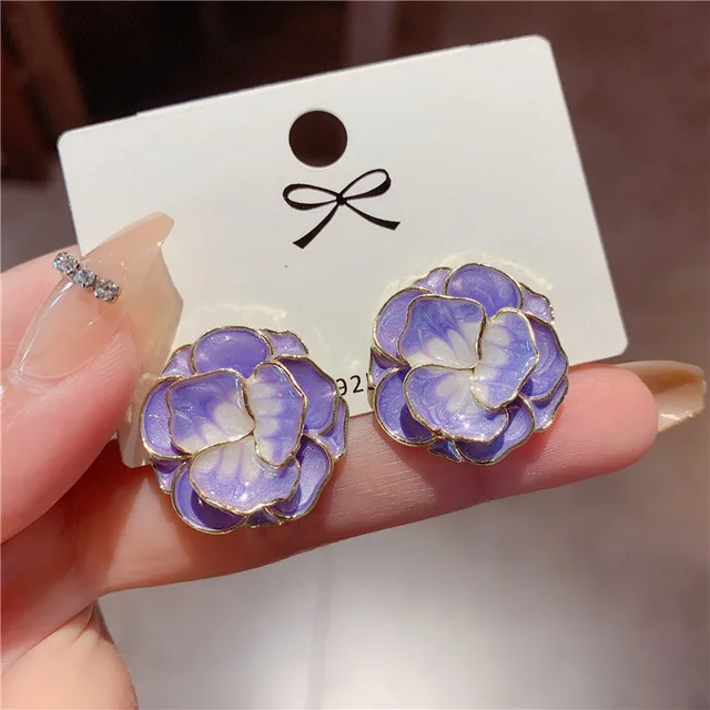 New Fashion Trend Unique Design Elegant Delicate Light Luxury Double Layer Flower Earrings Women Jewelry Party Premium Gifts