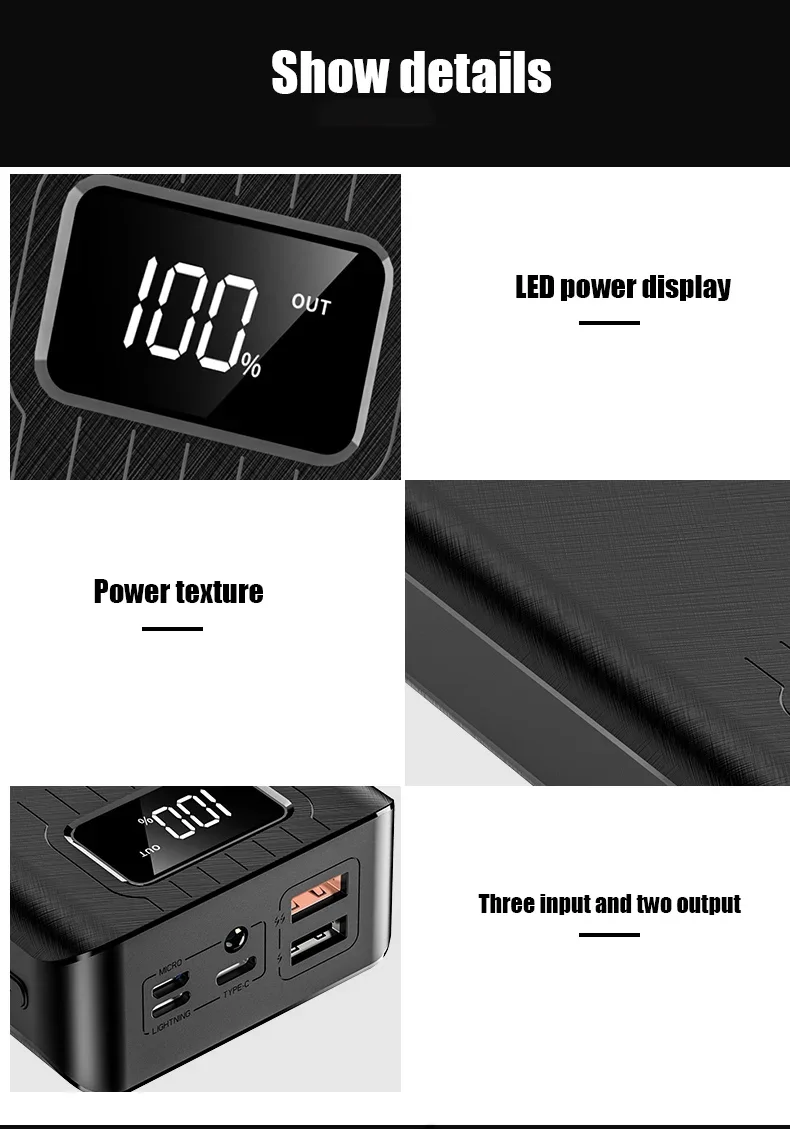 30000mAh/40000mAh Power Bank Portable Charging Poverbank Mobile Phone External Battery Charger Powerbank For Xiaomi Mi OPPO 2