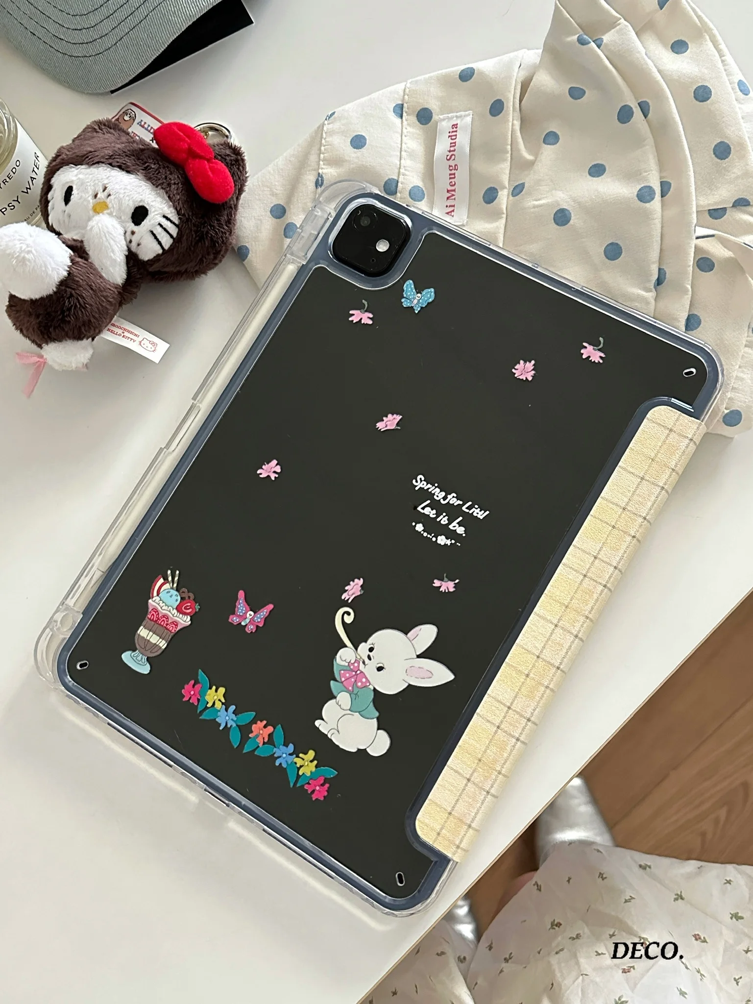 Stylish White and Blue Polka Dots Tablet Case Cover