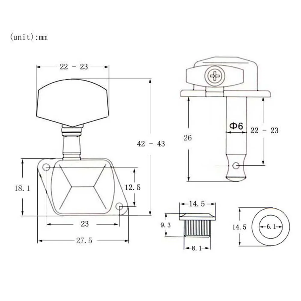 

Guitar Tuning Peg 11*4*2cm 130g 6PCS Acoustic Guitar Black ButtonTuner For Electric Guitar SemiClosed Practical