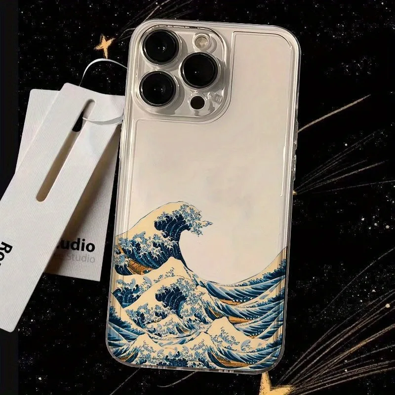 Creative Japan Wave Shockproof Transparent Phone Case Cover
