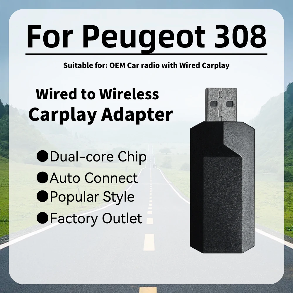 

New Mini Apple Carplay Adapter for Peugeot 308 Smart AI Box Car OEM Wired Car Play To Wireless Carplay USB Dongle Plug and Play