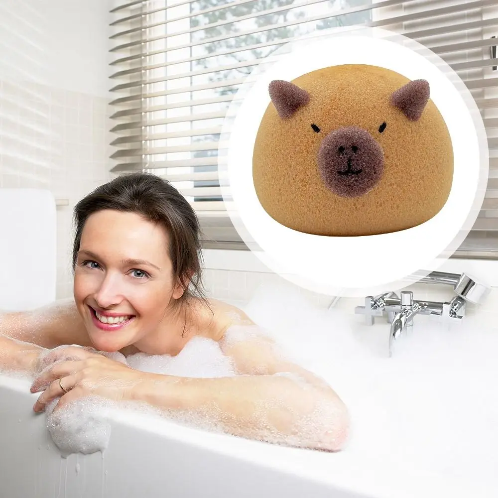 Cute Capybara Bath Sponge Ball Body Exfoliate Shower Puff Cartoon Animal Bubble Sponges Cleaning Brush Bathroom Accessories 2