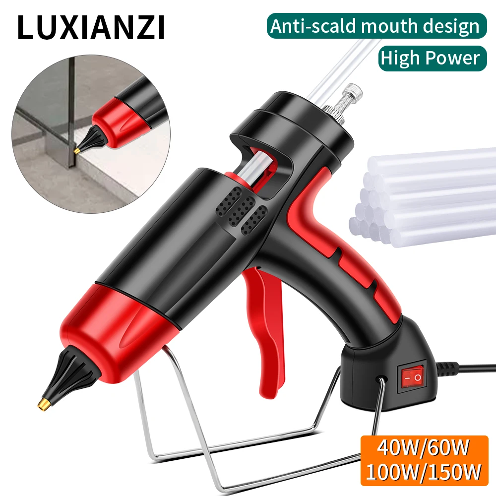 

LUXIANZI 40W/60W/100W/150W Hot Melt Glue Gun Set Glue Sticks High Temp Electric Heater Repair Household DIY Tool Mini Guns