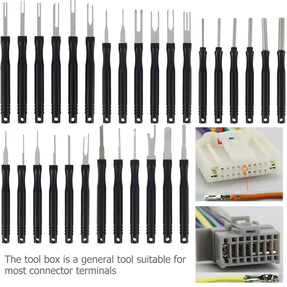 30Pcs Terminal Pin Removal Tool Kit Stainless Steel Pin Extractor Tool Reusable Electrical Wire Connector Pin Release Tool Auto image 2
