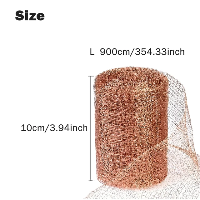 Rézháló -Meztelen Csig És Csigariasztó 900 X 10 Cm Rézhuzal Rágcsáló Háló Tekercs Egér Patkány Igazolásos Kártevőirtó Töltés Szövet Barkácsolás Diy - Image 2