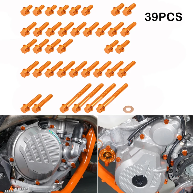 

Для 2017-2022 KTM EXC 300 EXC 250 XCW 250 XCW 300 39 шт. M5 M6 крышка сцепления зажигания Крышка водяного насоса Винты Комплект болтов двигателя