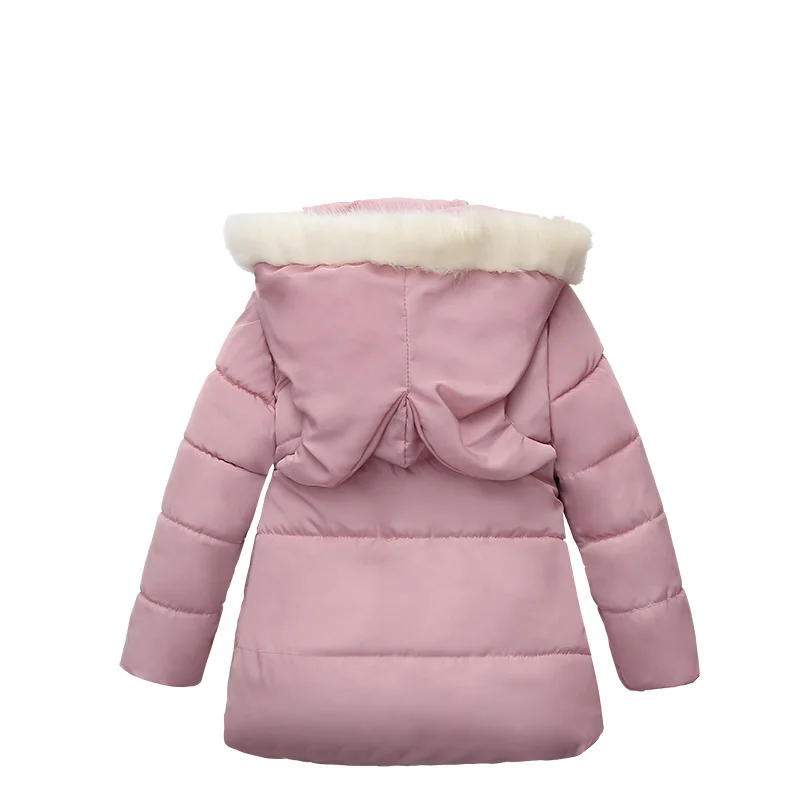 

Collar Winter Fur Warm Thicken Long Child Coat Children Outerwear Windproof Fleece Liner Baby Girls Jackets For 100-120cm