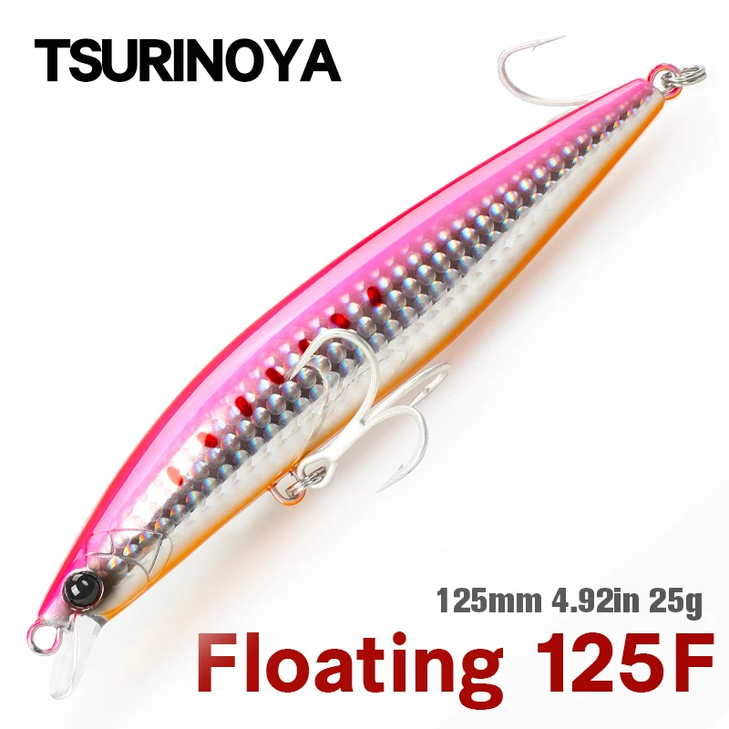 

TSURINOYA STINGER 125F ультрадлинный плавающий воблер, жесткая приманка в виде гольяна 125 мм 25 г, искусственная жесткая приманка для морской воды