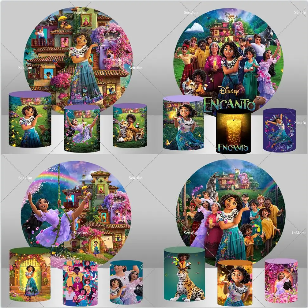 Disney Encanto Round Background Covers Movie Magic Mirabel Lsabella Girls Birthday Party Circle Background Baby Shower Table Cover